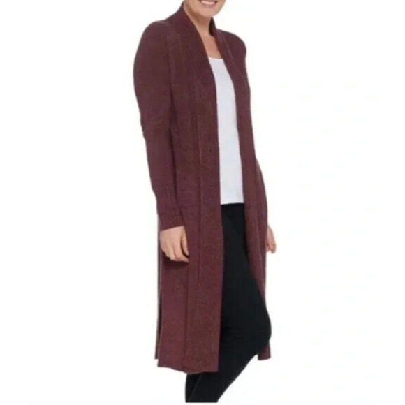 Barefoot Dreams Sweaters - Barefoot Dreams CozyChic Lite Catalina Long Cardigan Red Rib Cardi Women's Large